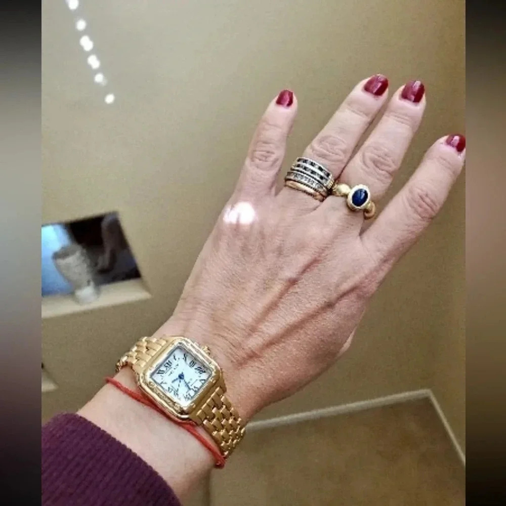 Panthere Classic Rectangle Gold Crystal Watch - Picture 4 of 17